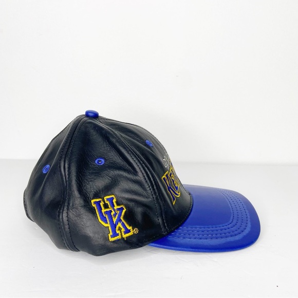 Vtg Kentucky Wildcats Genuine Leather Snapback Hat Cap Adjustable Made In USA - Picture 3 of 4
